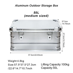 80L Outdoor Aluminum Alloy Storage Box Camping Picnic Travel Large Capacity Box Accessories Storage Bag Hiking Accessories