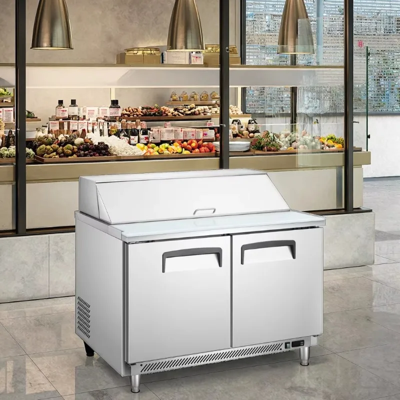 American pizza sandwich preparation table, refrigerated countertop salad refrigerator, restaurant refrigeration equipment