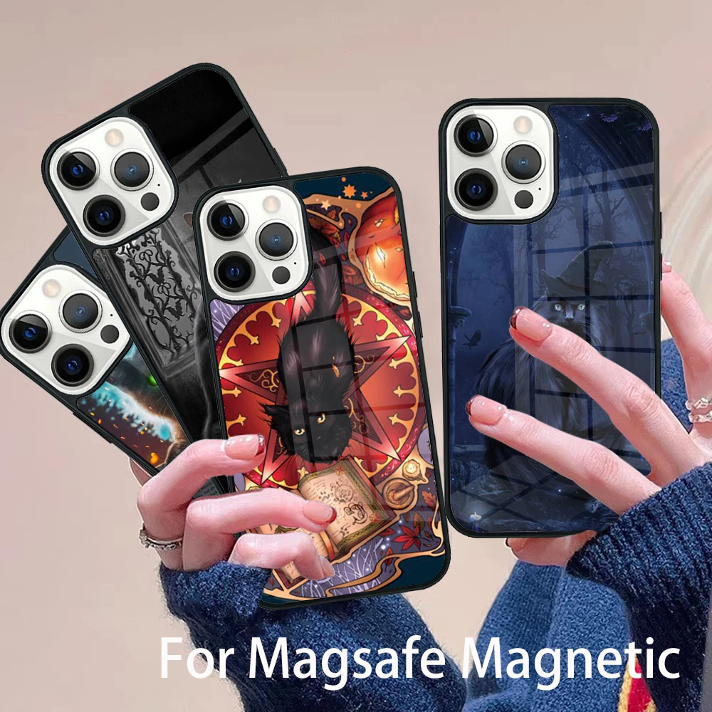 

Magic cat The Witches Phone Case Magesafe Magnetic Wireless Charge Cover For IPhone 16 11 12 13 14 15 Pro Max Plus Mini