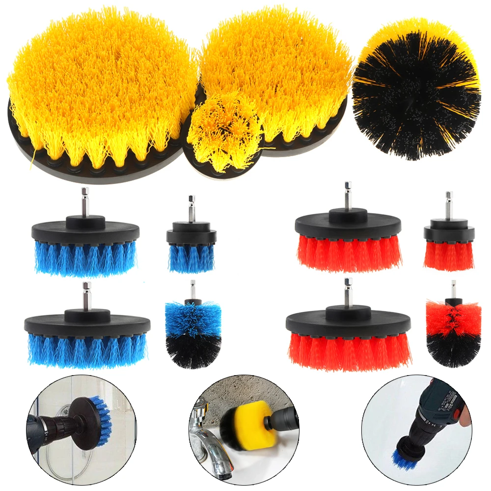 

4pcs/set 2" 3.5" 4" 5" Brush Attachment Set Power Scrubber Brushes for Cleaning Bathroom Carpet Tile Sink Mechanical Tools