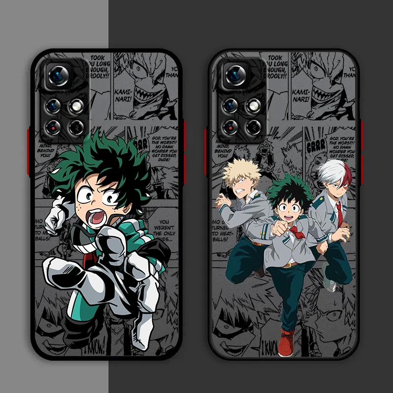 My Hero Academia Midoriya Izuku Phone Case For Redmi Note 13 12 11 10 Pro Plus Pro S T 5G Matte Frosted Translucent Cover