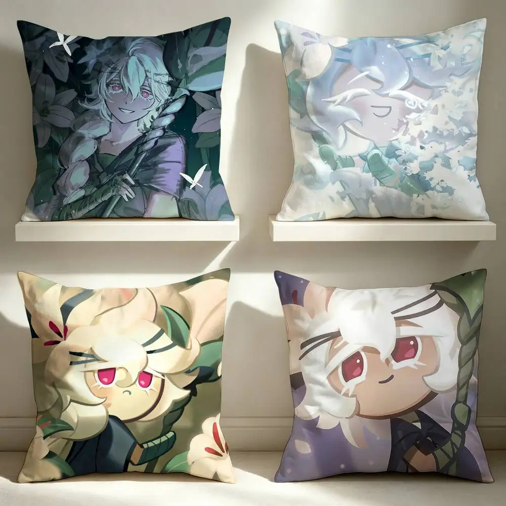 Run Kingdom White lily C-Cookie  Square Double-Sided Printed Pillow Case Sofa Cushion Cover Bedroom Bedside Decor