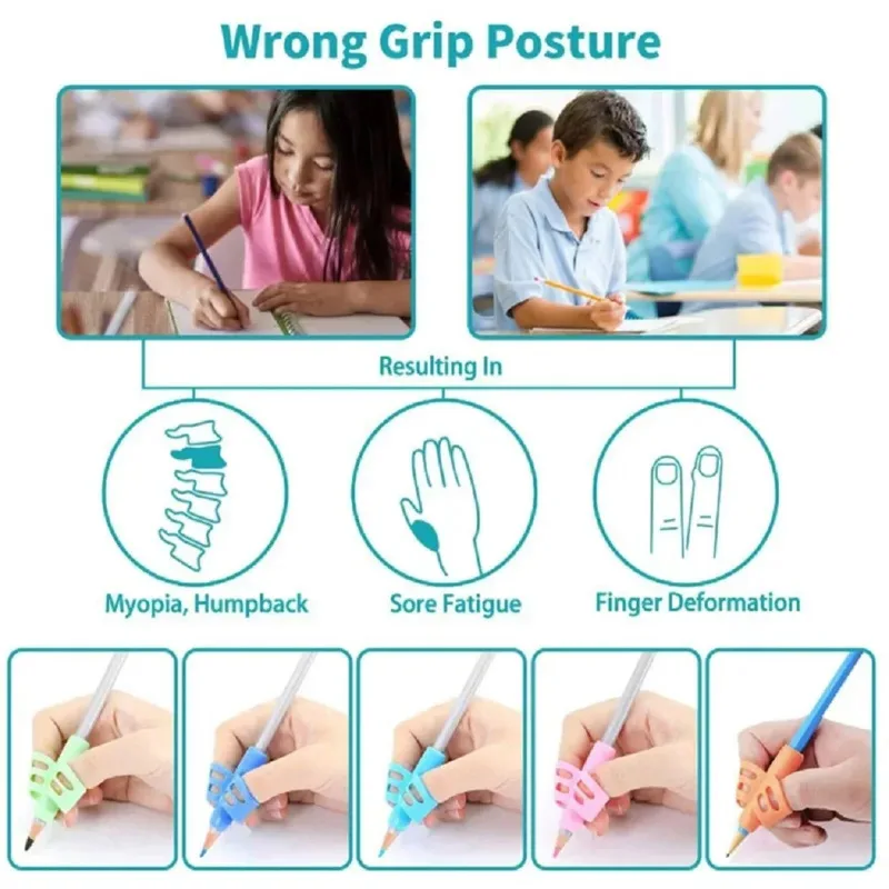 1-10Pc Children Writing Pencil Pen Holder Student Learning Practice Silicone Pencil Grips for Kid Handwriting Posture Correction - view 4