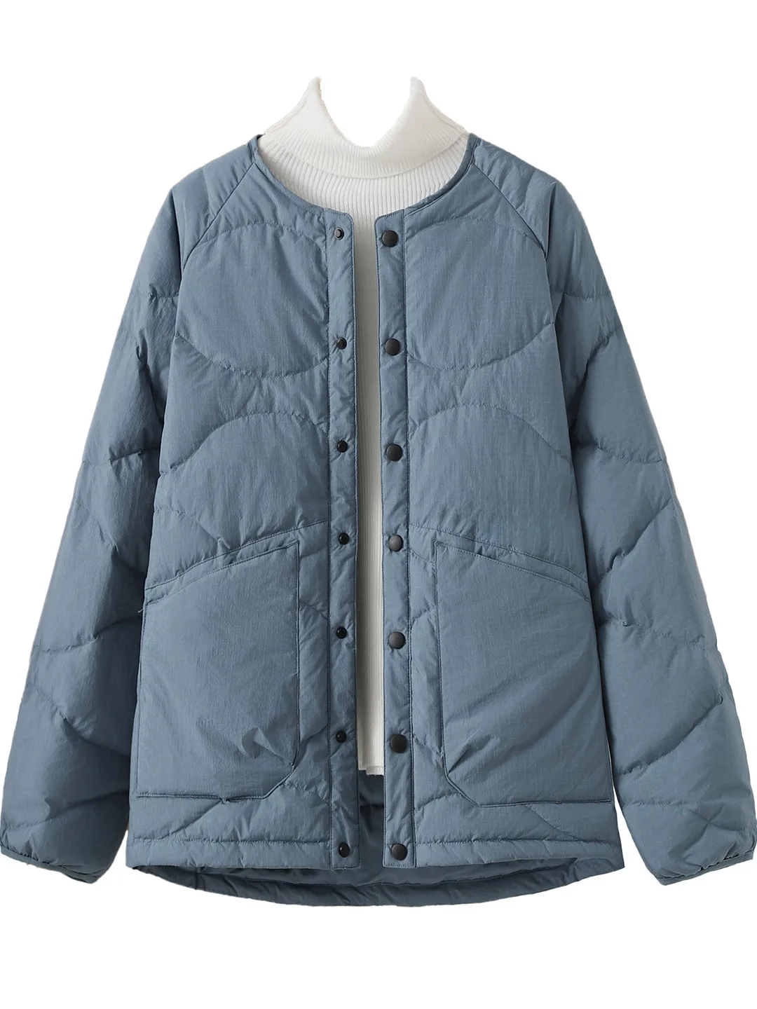 루즈핏 편안한 면 재킷 여성 캐주얼 라운드 넥 코트 클래식 호박 스티치 디자인 다용도 한국 스타일 출퇴근용