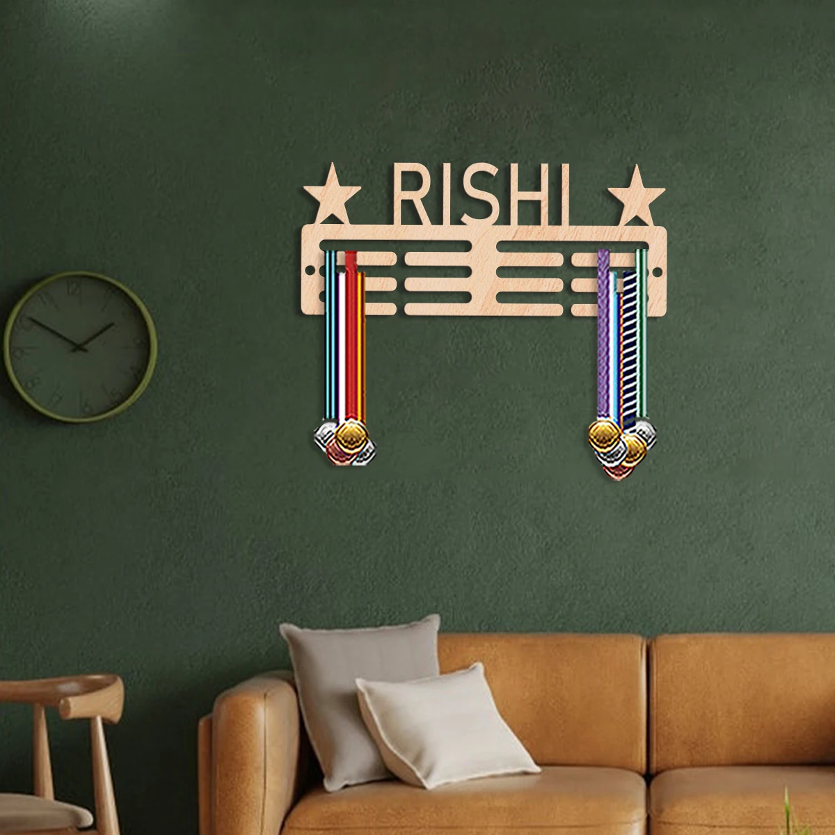 1pc Custom Wooden Medal Hanger, Personalized Medal Display Rack for Athletes,Ideal Wedding Birthday Gift for Family Friends