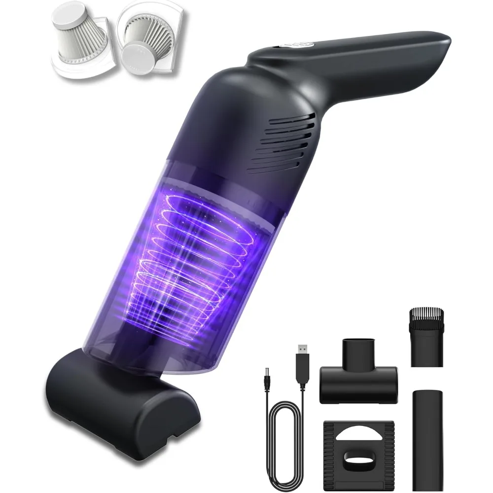 

Handheld Vacuum Cordless, Car Vacuum Portable Cordless with 12000PA Strong Suction, Multi-Nozzles & 2 Washable Filters, 0.9lb Li