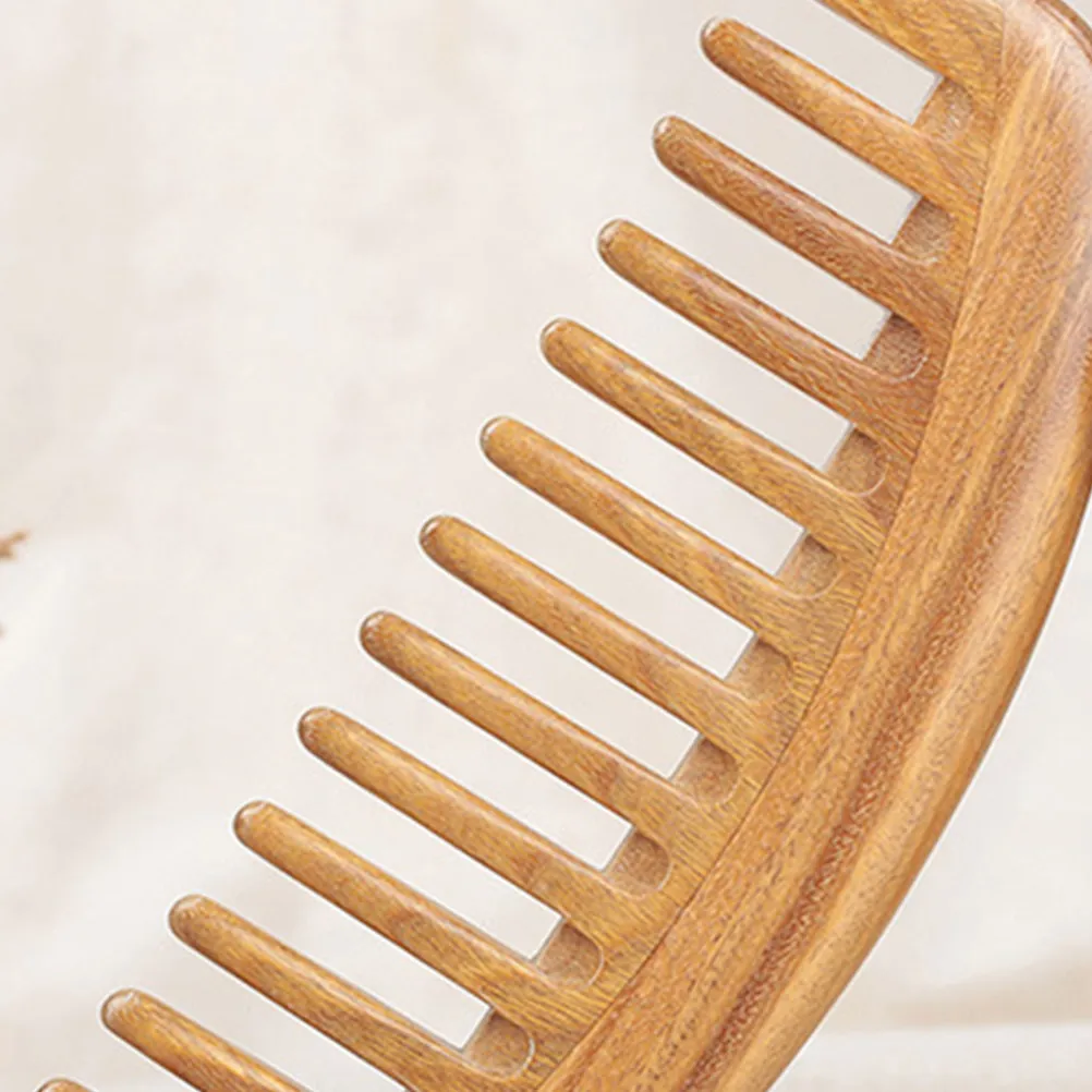 

1Pcs Broad Tooth Wooden Comb Natural Sandalwood for Curly Hair Gentle Detangling Scalp Massage Stimulates Circulation Skin