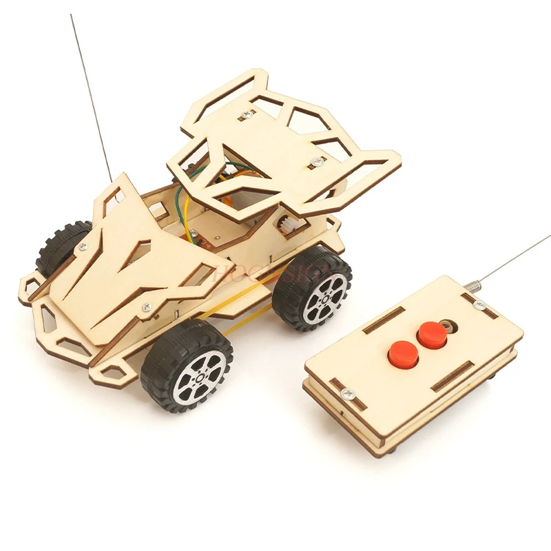 Imagem -05 - Diy Montado Jeep Controle Remoto Elétrico Madeira Puzzle Stem Toy Racing Car