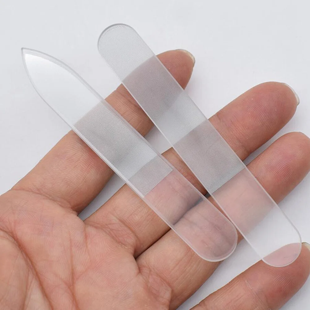 1pc ガラスネイルファイル両面天然人工爪用マニキュアポリッシュ除去バッファエメリーボードカラーネイルファイル