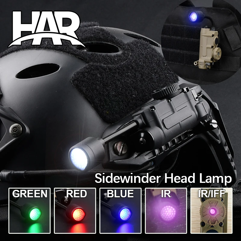 

Sidewinder Head Lamp Tactical Helmet Strobe Light Red Green Blue White IR Light LED Strobe IFF Outdoor Hunting Camping Lamp