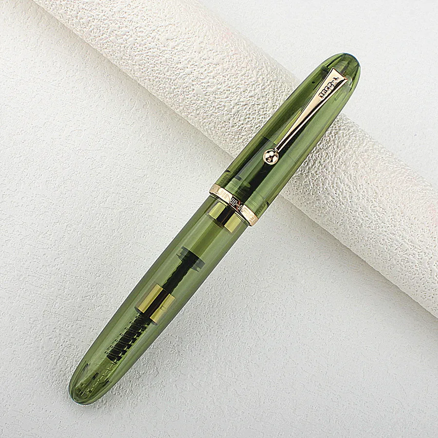 

Jinhao 9019 /82 Transparent Olive Green Fountain Pen, Iridium Nib, Gold Trim, Luxury Writing Pen for Office & Gift