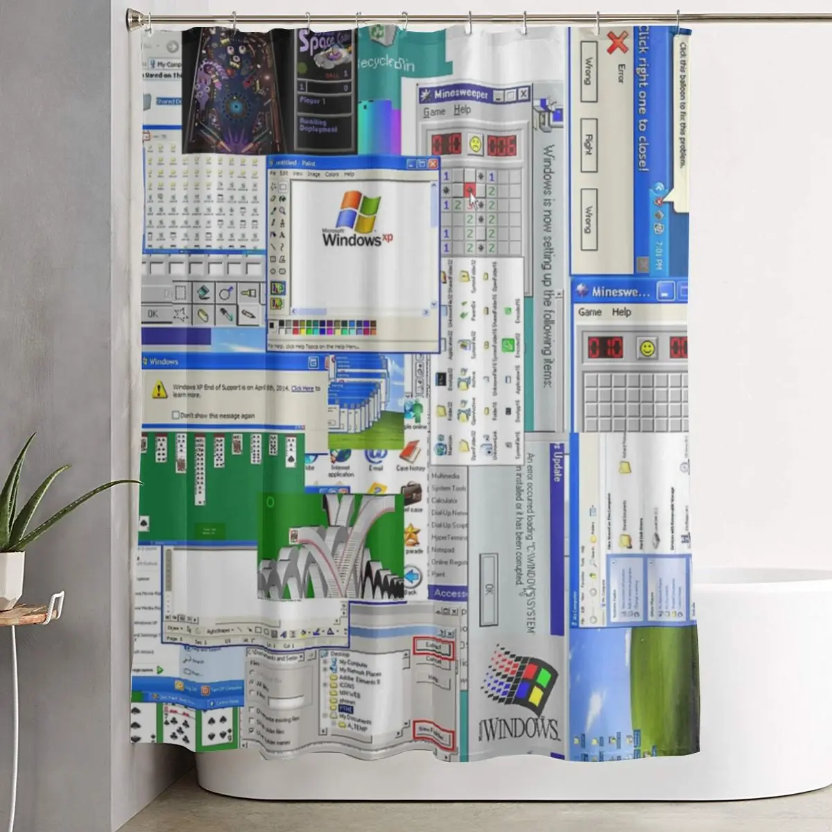 

Душевая шторка для ванной комнаты с рисунком Windows XP, полиэстеровая, водонепроницаемая, с крючками