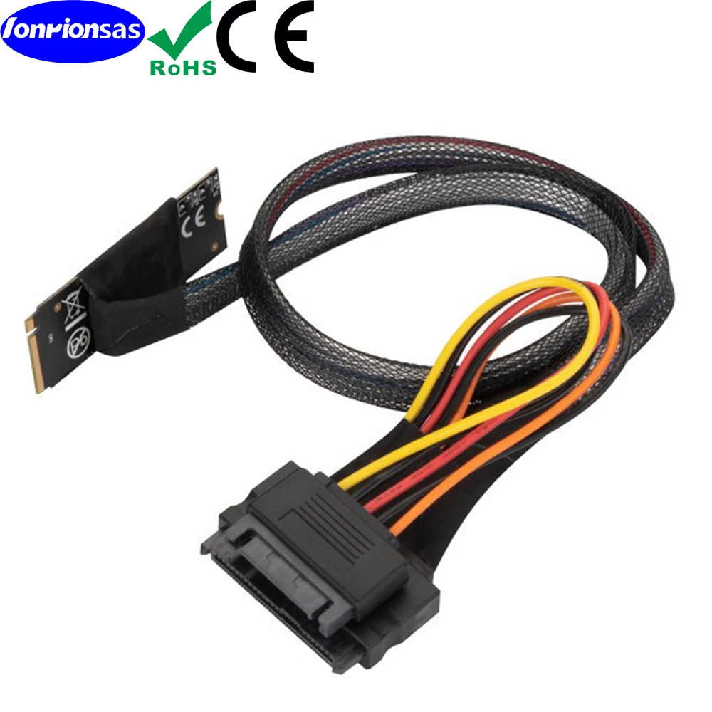M.2(M-Key)SFF-8643 PCB 보드, SATA 15P 수 케이블 포함, 2.55 NVMe U.2 SFF-8639 SDD 솔리드 스테이트 드라이브 광대역