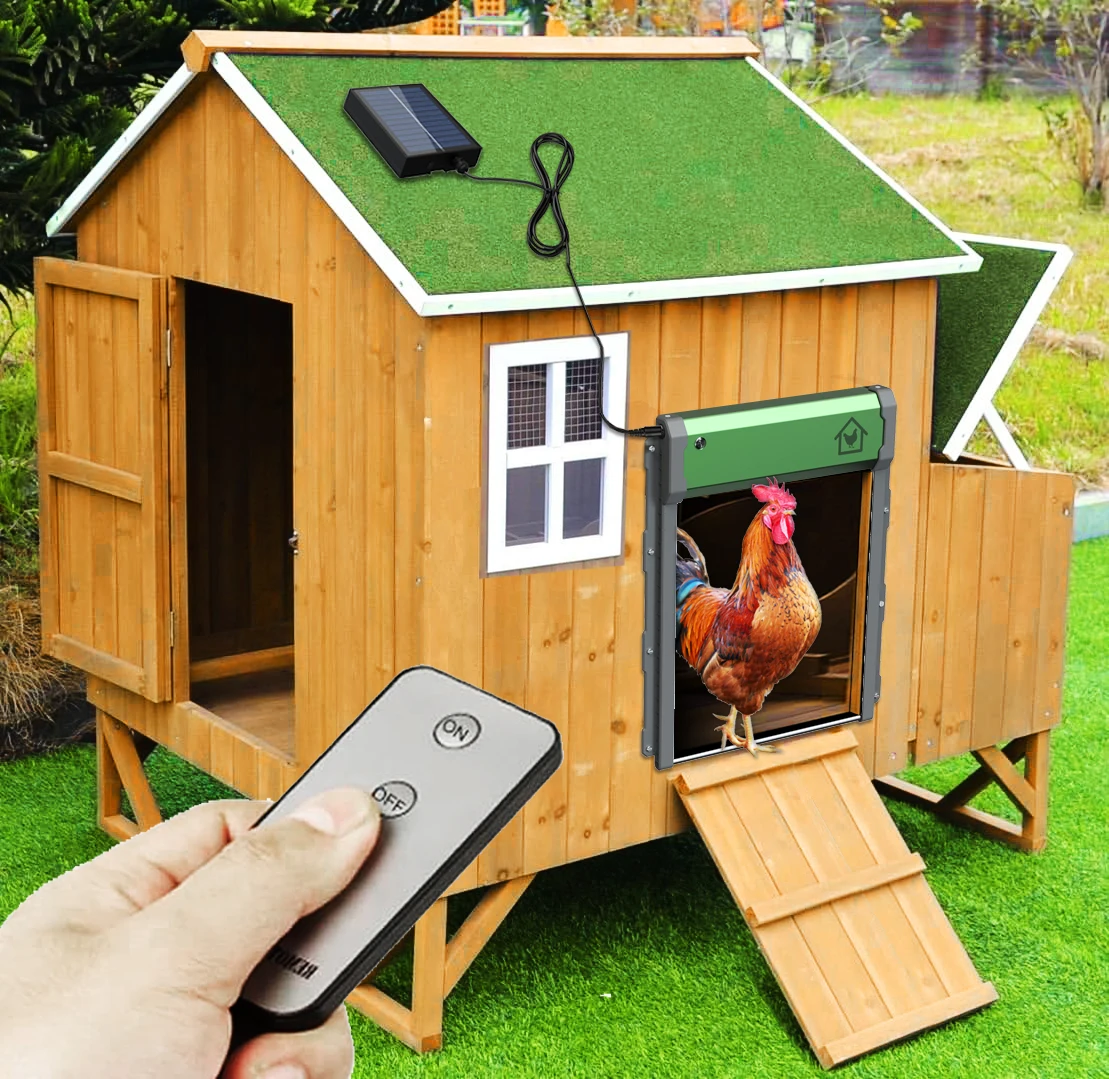 Chicken coop roller shutter electric door automatic chicken coop door light sensing remote control manual timed opening  closing