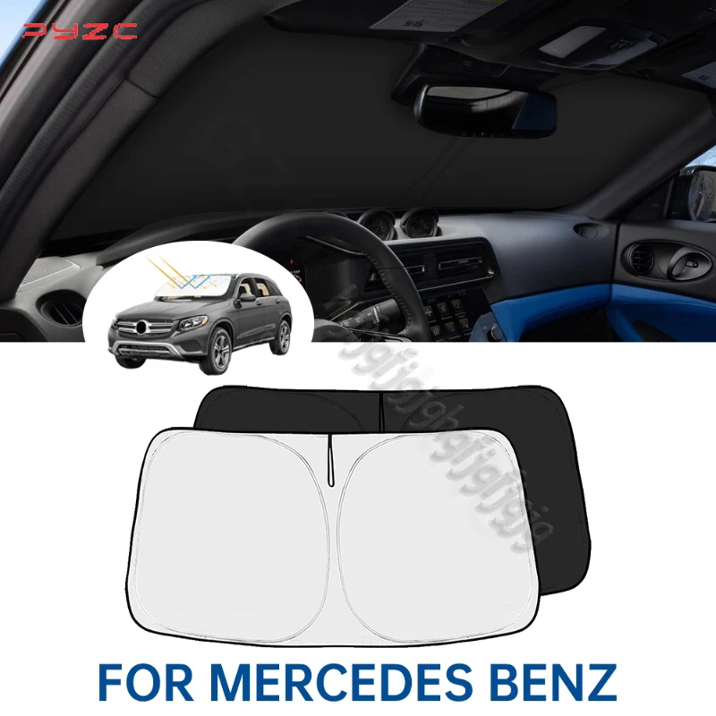 

Солнцезащитный козырек на лобовое стекло для Mercedes Benz AMG W204 W205 W211 W212 Автомобильный козырек от солнца на переднее окно, аксессуары для защиты от ультрафиолета