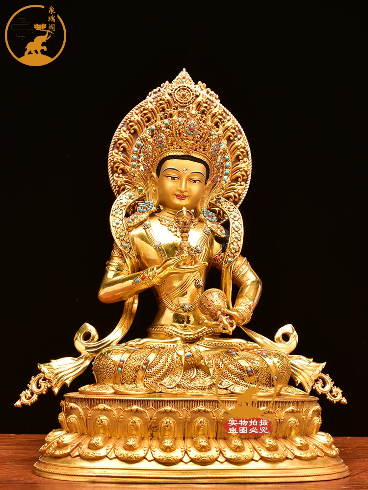 Boutique Tibetan pure copper tantric bronze gilded King Kong Saddle Buddha statue vajrasattva bronze ornaments multi-size.