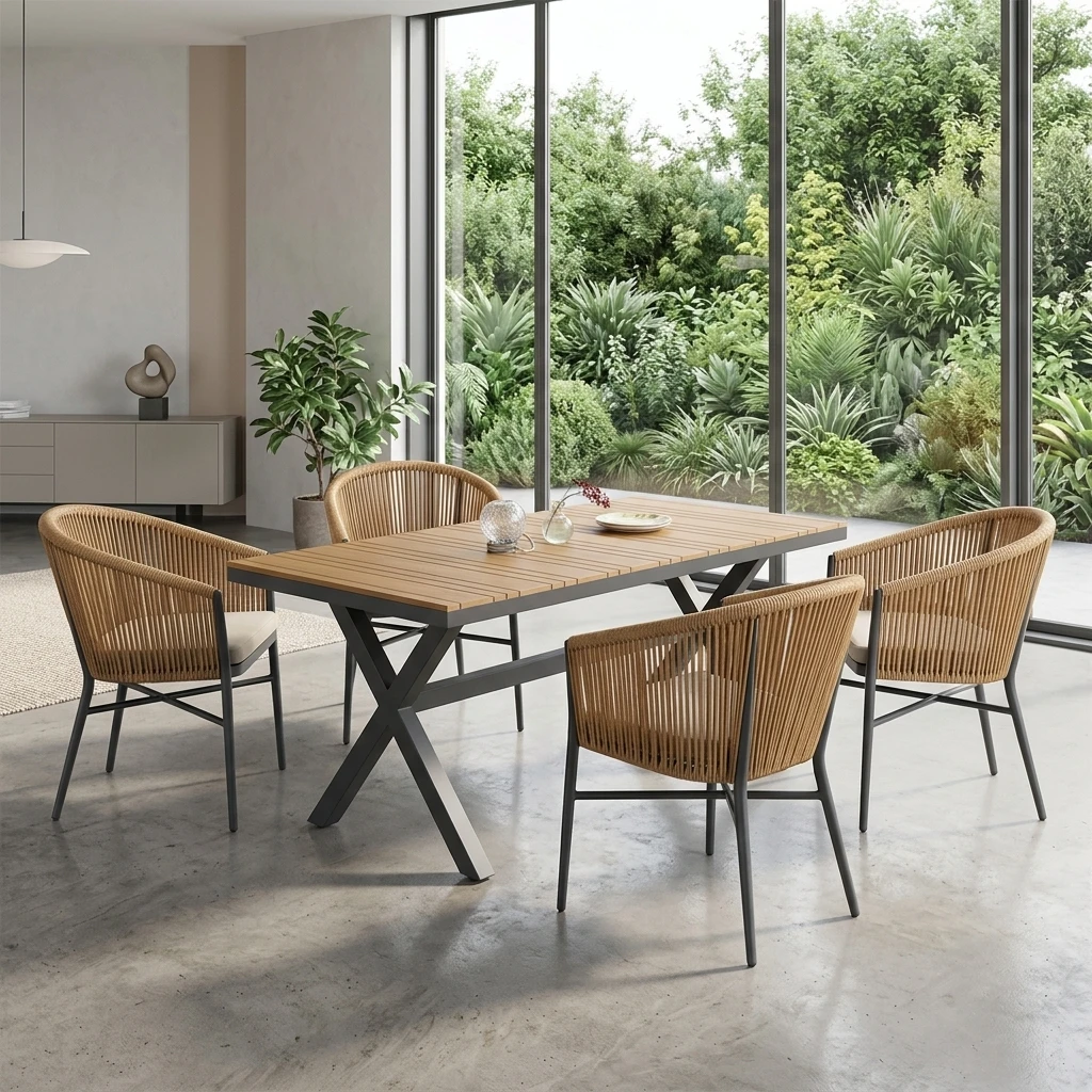 # Rattan Garden Dining Table Set Comfortable And Durable Outdoor Furniture For Restaurant Courtyard Or Hotel