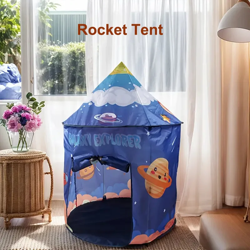 125CM Rakete Kinder Kinder Zelt Tragbare Faltbare Baby Spielen Haus Große Raum Jungen Mädchen Schloss Indoor Outdoor Spielzeug Geschenk