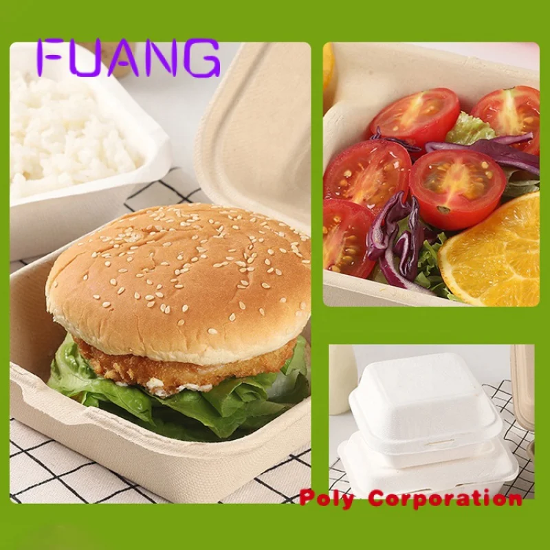 Caja Biodegradable de hamburguesa, contenedor de alimentos para pasteles, sándwich, congelación segura, embalaje de pasteles gratis, gran oferta, barato Personalizar