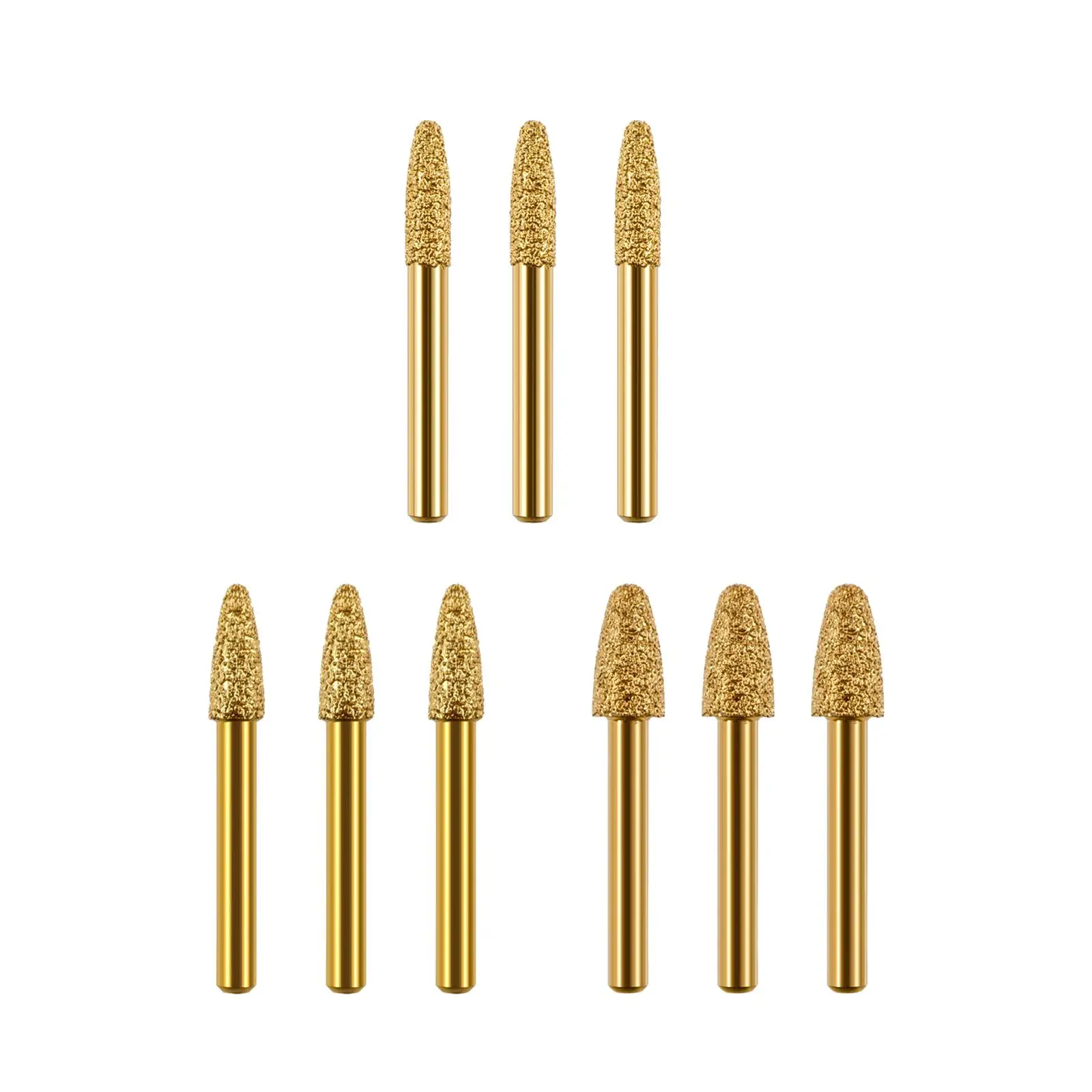 3Pcs Grinding Bits Diamond Grinding Burr Drill Bit,Warhead Body Shape Professional Grinding Mounted Point for Stone,Polishing