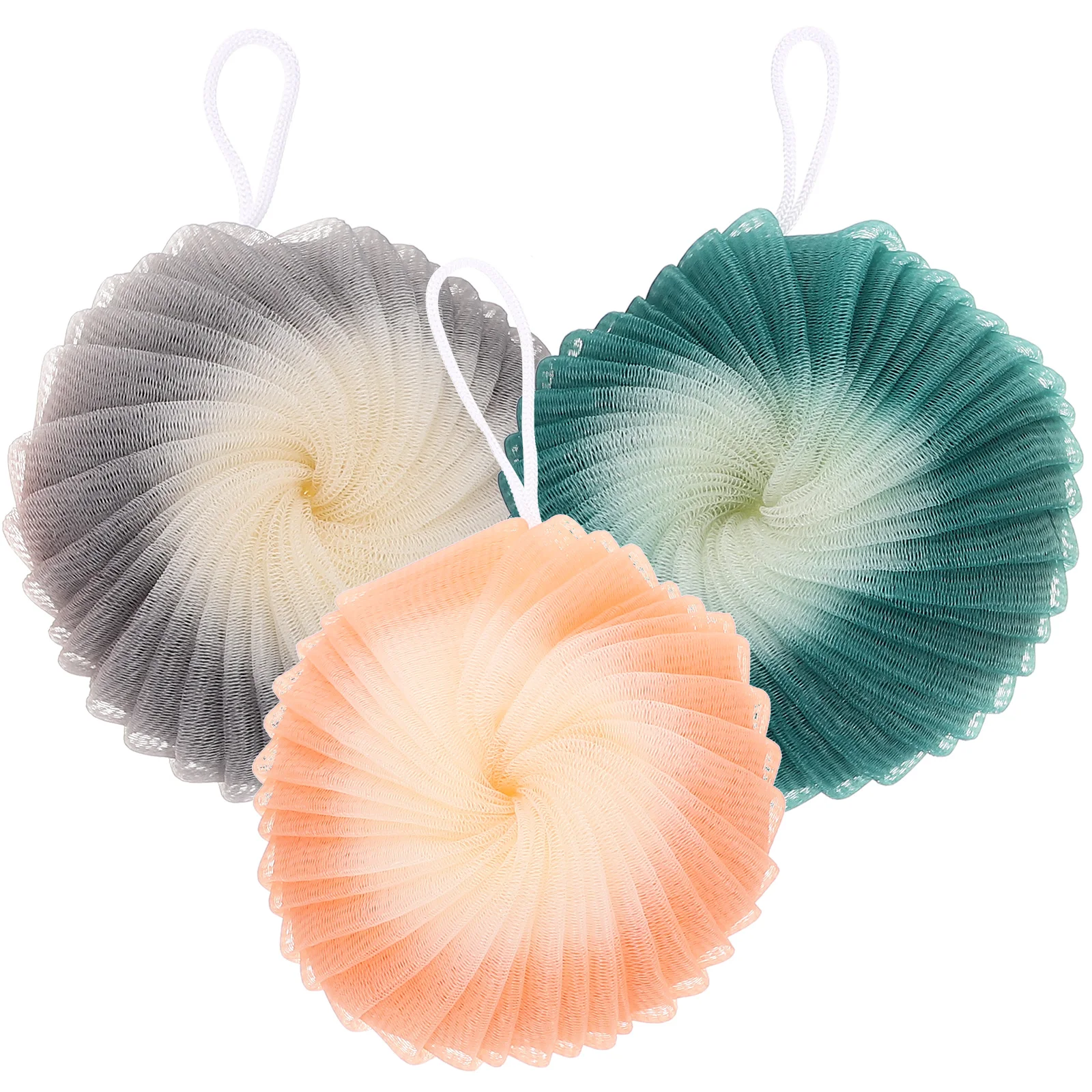 

3pcs Conch Flower Bath Ball Exfoliating Body Skin Cleaning Tool Shower Scrubber Bathing Accessories Foldable for Back