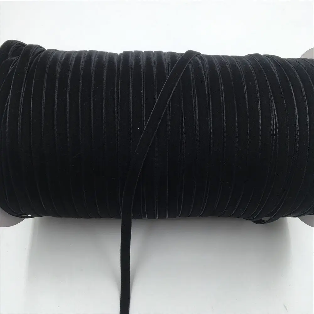 5Yards Nylon Black Velvet Ribbon Golden Single Face for Handmade Gift Bouquet Wrapping Home Party Decoration Christmas