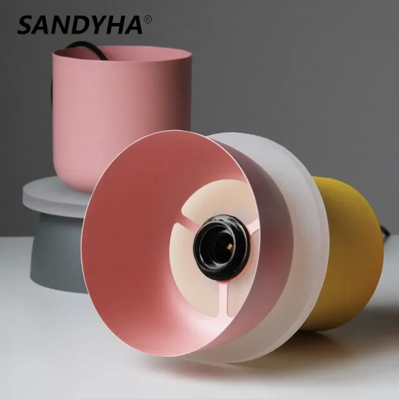 SANDYHA Modern Macaron LED Pendant Lights E27 for Living Room Study Bar Bedside Dining Room Home Decor Stylish Lighting Fixture