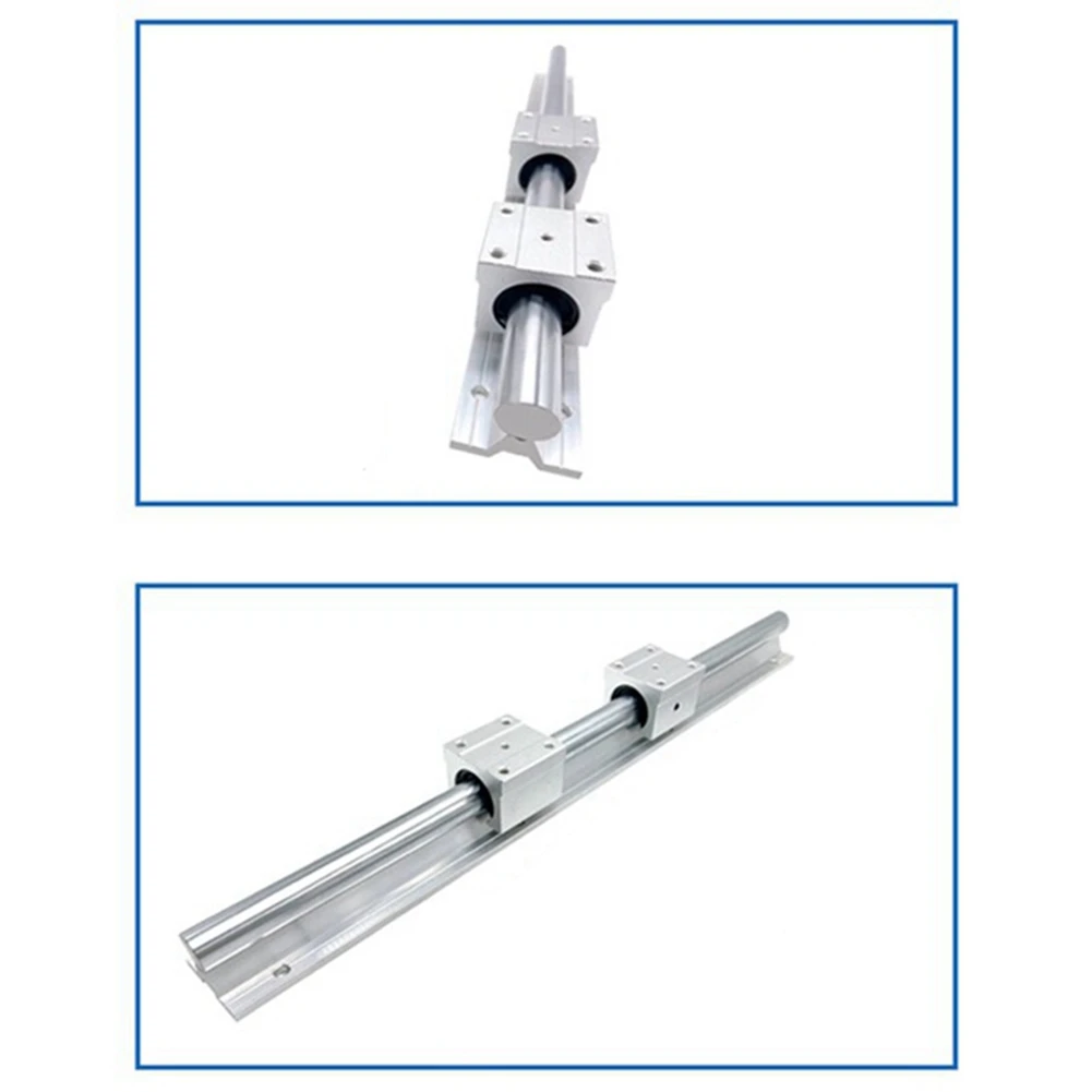 A84X-Linear Rails And Bearings,2Pcs Linear Guide Rail 500Mm +4Pcs Linear Bearing 12Mm Slide Blocks SBR12UU