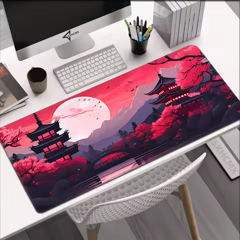 Red Moon Mouse Pad Gaming Office Desk Mat Large for Computer Non-slip Stitch Edge Rubber Mousepad Pc Gaming Accessories