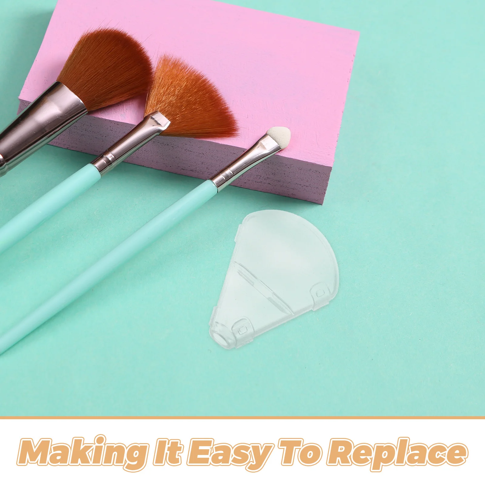 10 szt. Osłonek na pędzle do makijażu, przezroczyste, plastikowe, pyłoszczelne, wodoodporne, w kształcie wachlarza, łatwe do czyszczenia, wielofunkcyjne.