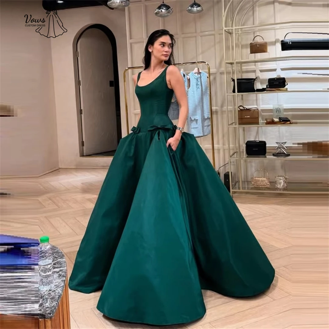 Vows-vestidos de fiesta elegantes para boda, vestido de ceremonia para mujer, línea de tela satinada, vestidos de graduación de lujo hechos a medida, Gala con tirantes 2025