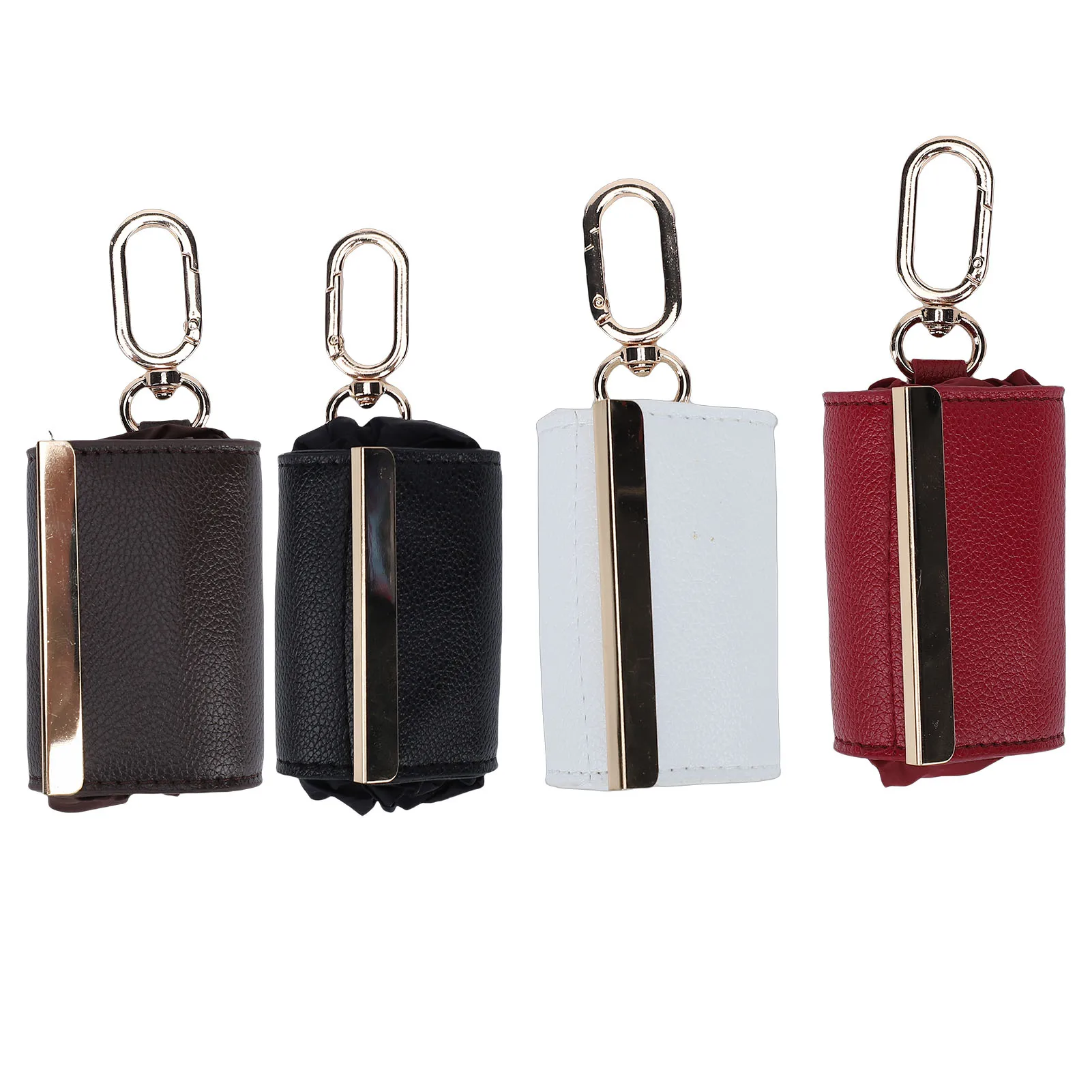 Foldable Handbag with Keychain Leather Nylon Expandable Reusable Grocery Bag for Shopping Market Travel Foldable Shopping Bag