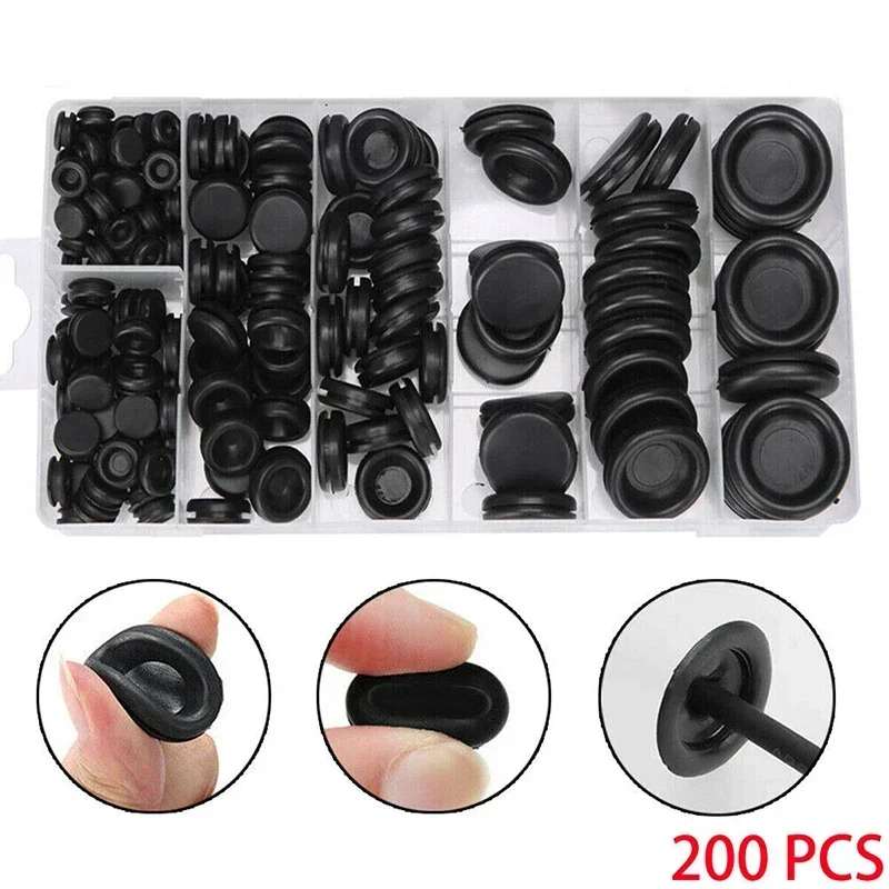 

Rubber Grommet Assortment Kit Ring Gasket Firewal Hole Plug Set For Wire Electrical Appliances Sanitary 200Pieces