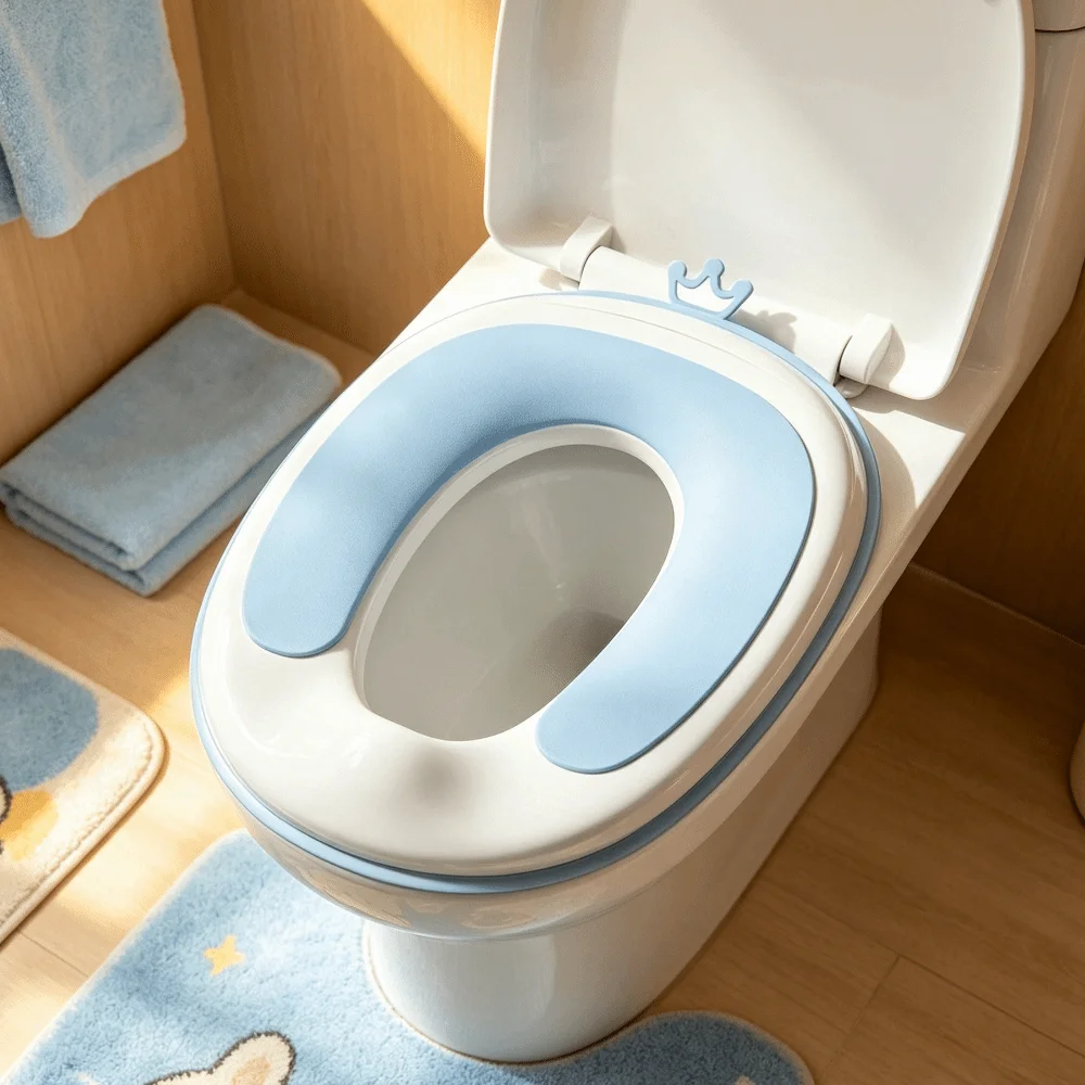 

Universal Children's Toilet Seat Cushion Crown Hanging Groove Plastic Splash-Proof Toilet Seat Cushion Hook Non-Slip