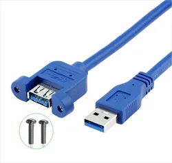 USB Cable 3.0 Extension Male to Female extender cable cord Dual Shielded  Screw Panel Mount 0.3M 0.6M 1M 1.5M 3M 5M