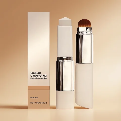 2-in-1 Color-Changing Foundation Stick Liquid Lightweight Moisturizing Brightening Foundation Color Changing For All Skin Types