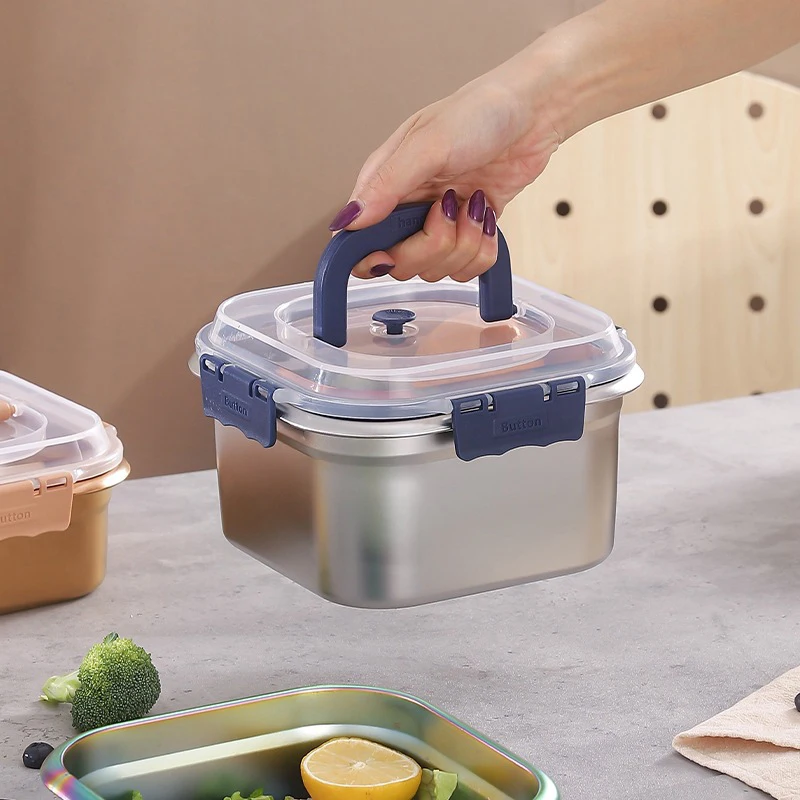 Z. 316Stainless Steel Salad Fruit Food Container Sealed Anti-drip Large Capacity Lunch Box Camping Picnic Box Fo Fruit Salad