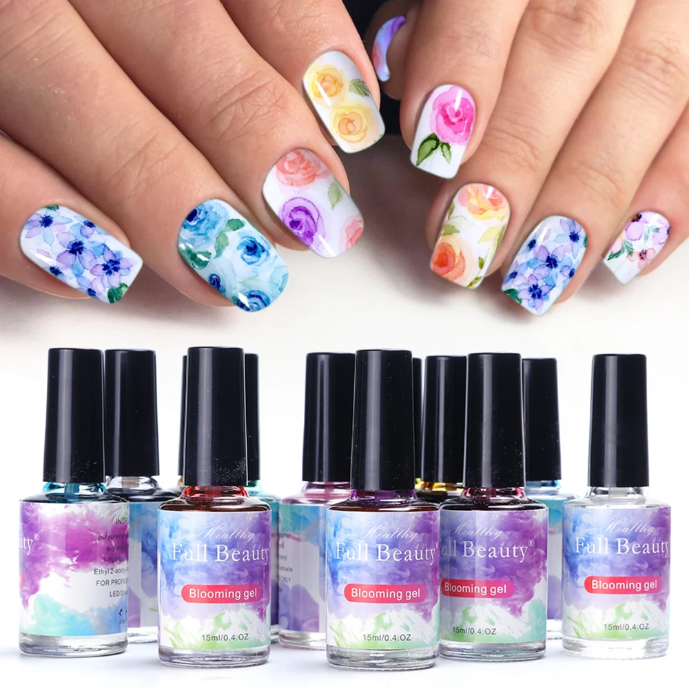 12pcs Nail Polish Watercolor Ink Blooming Gel Smudge Bubble Smoke Effect Nail Art DIY Marble Hybrid Varnish Manicure LY895-1