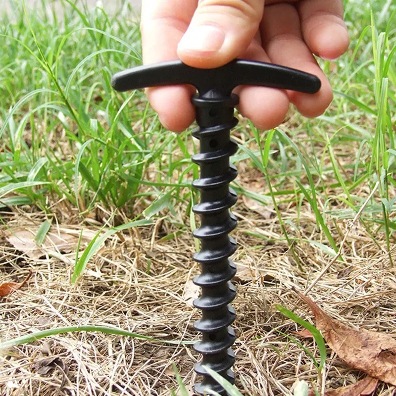 Canopy Stakes Camping Stakes Beach Tent Stakes Heavy Duty Screw Shape 25 cm 10 inch - 10 Pack Plastic tent ground nails