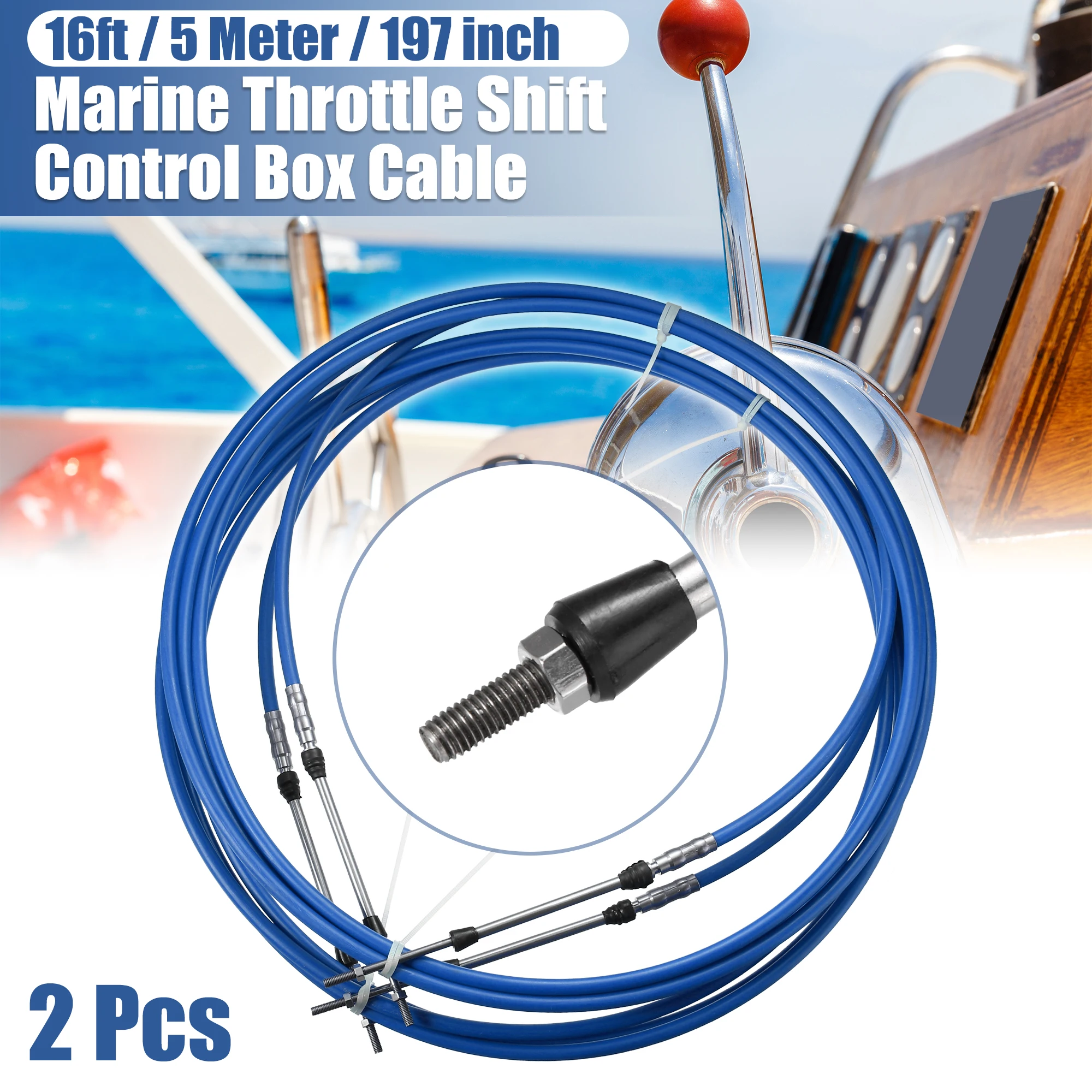X Autohaux 1/2pcs 10ft - 20ft Marine Throttle Cable 3300/33C Throttle Shift Remote Engine Boat Motor Control Cable Universal
