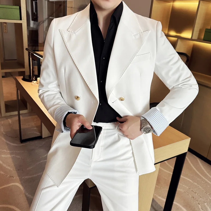 

3-A214 Suit suit Cuff Color-matching Flip Collar Men's Design Sense Trendy Handsome Thin Suit