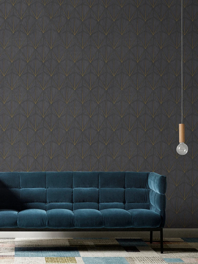 

Nordic Simple Diamond Grid Wallpaper Bedroom Living Room Tv Sofa Background 3D Rhombus Wallpaper Gray Shop Office Mural