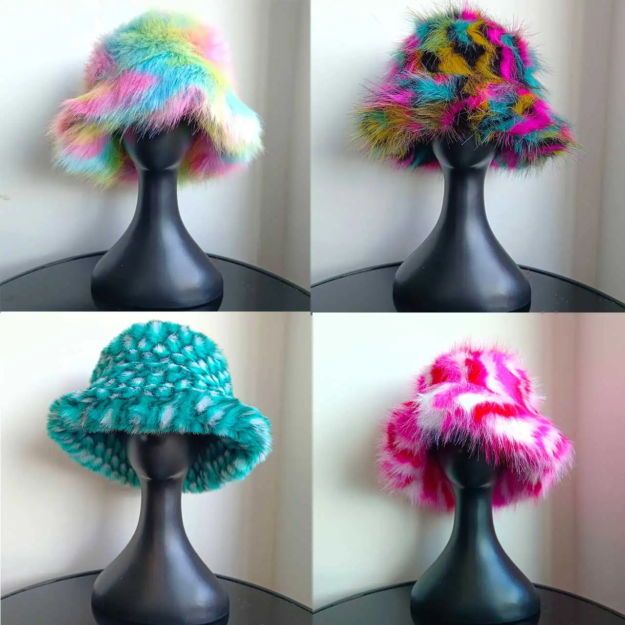 

Шляпа-ведро ручной работы из искусственного меха, пушистая шапка, женская осенне-зимняя плюшевая шапка, теплая дорожная шапка, шляпа-ведро, chapeau femme