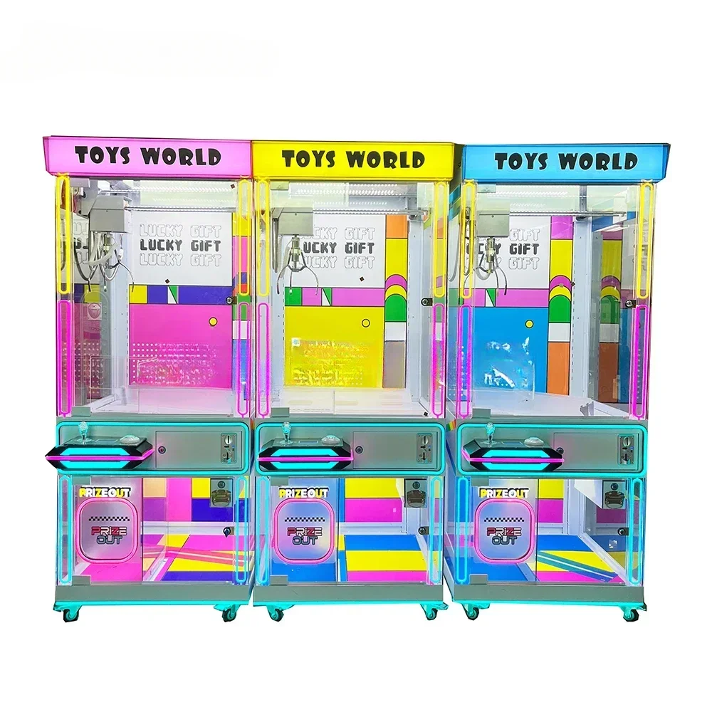 

Toys World Win Plush Toys Machines USA Market Business Dopamine Transparent Color The Claw Crane Machine For Sales