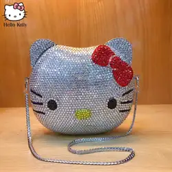 Hello Kitty Anime Cartoon Shape strass Cartoon Full Of Diamonds Dinner Bag Handmade Diamond-set regalo di natale da donna