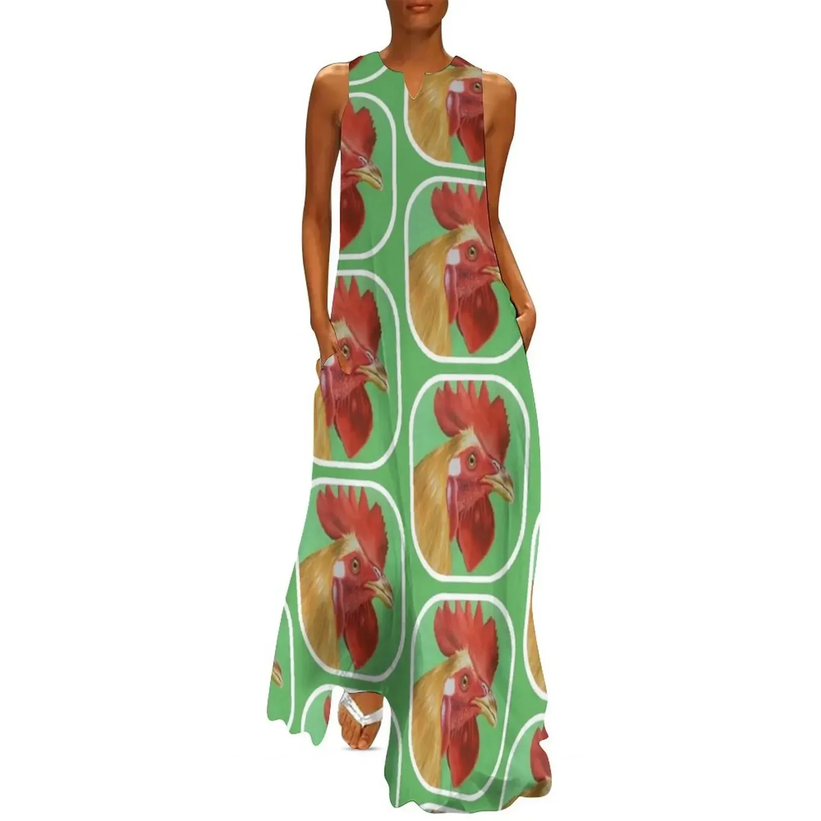 

Rooster Long Dress elegant dress Aesthetic clothing Long dress summer women's suit