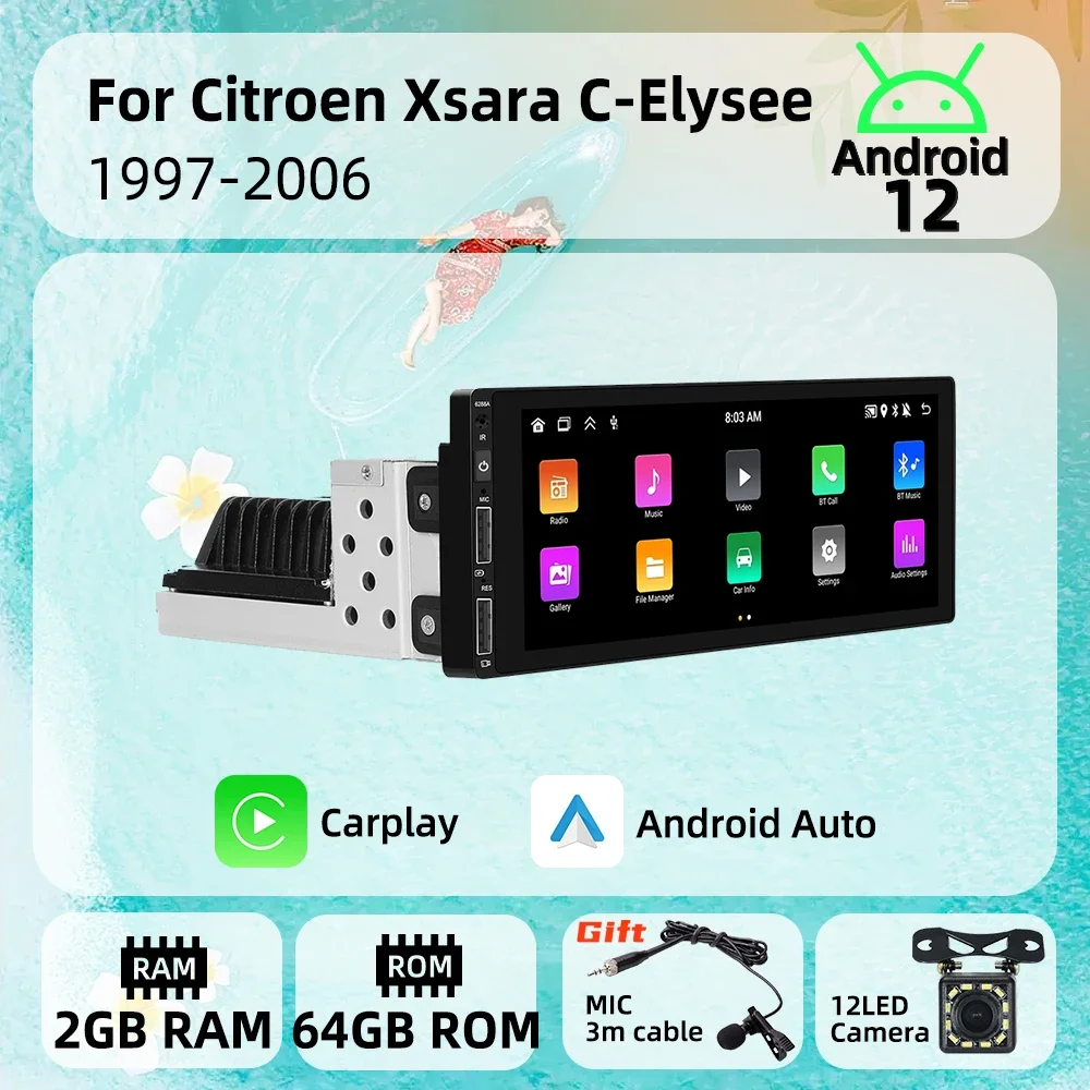 

1 Din Android Radio for Citroen Xsara C-Elysee 1997-2006 Carplay Autoradio Android Auto Stereo Car Multimedia Head Unit BT GPS