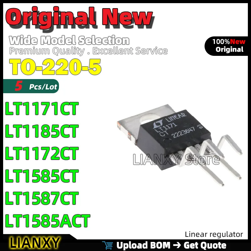 

5pcs TO-220-5 LT1171CT LT1185CT LT1172CT LT1585CT LT1587CT LT1585ACT Linear regulator New Original