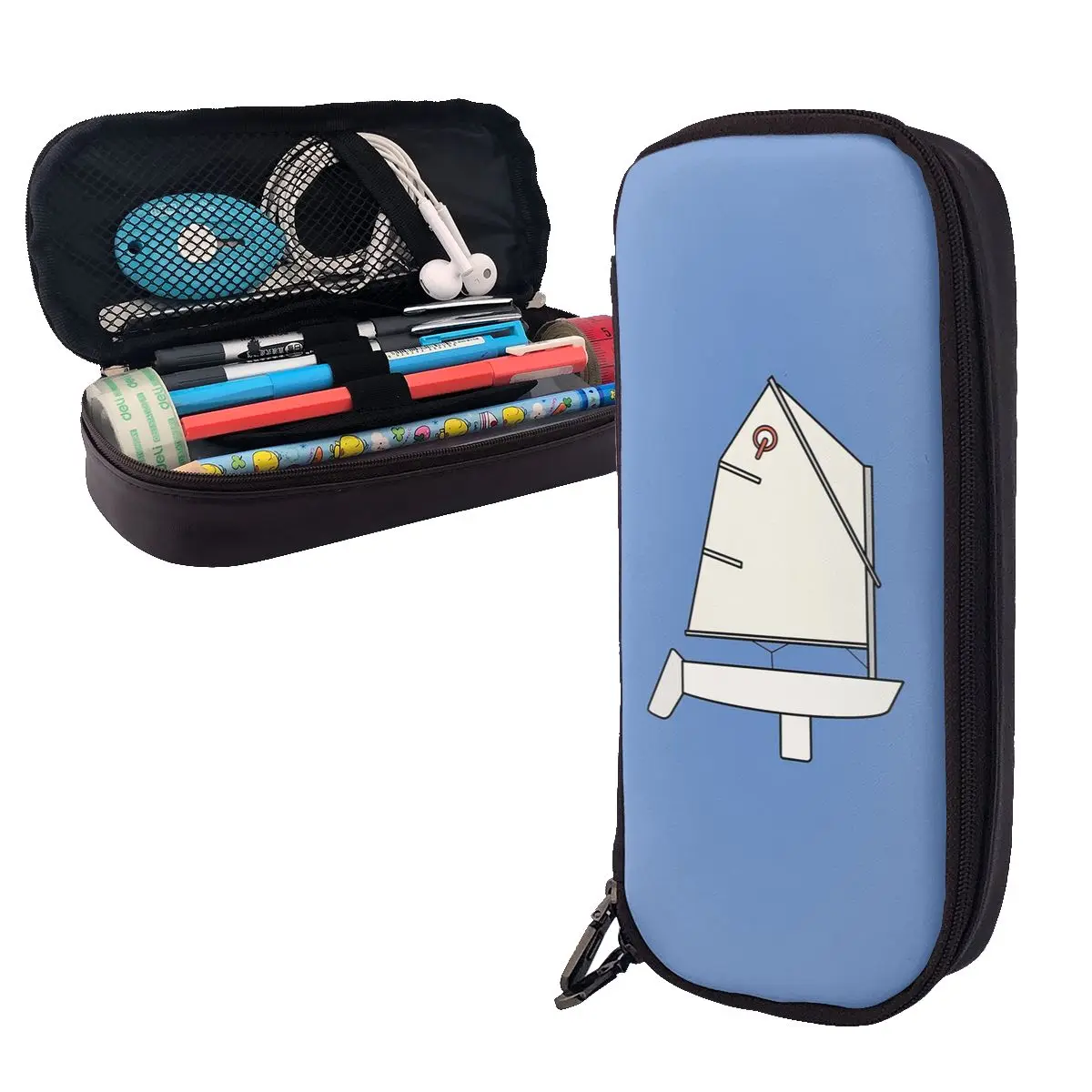 

Optimist Sailboat Leather Pencil Case Pen Holder Storage Stationery Supplies Pen Box Pencil Bag for Studen Gifts