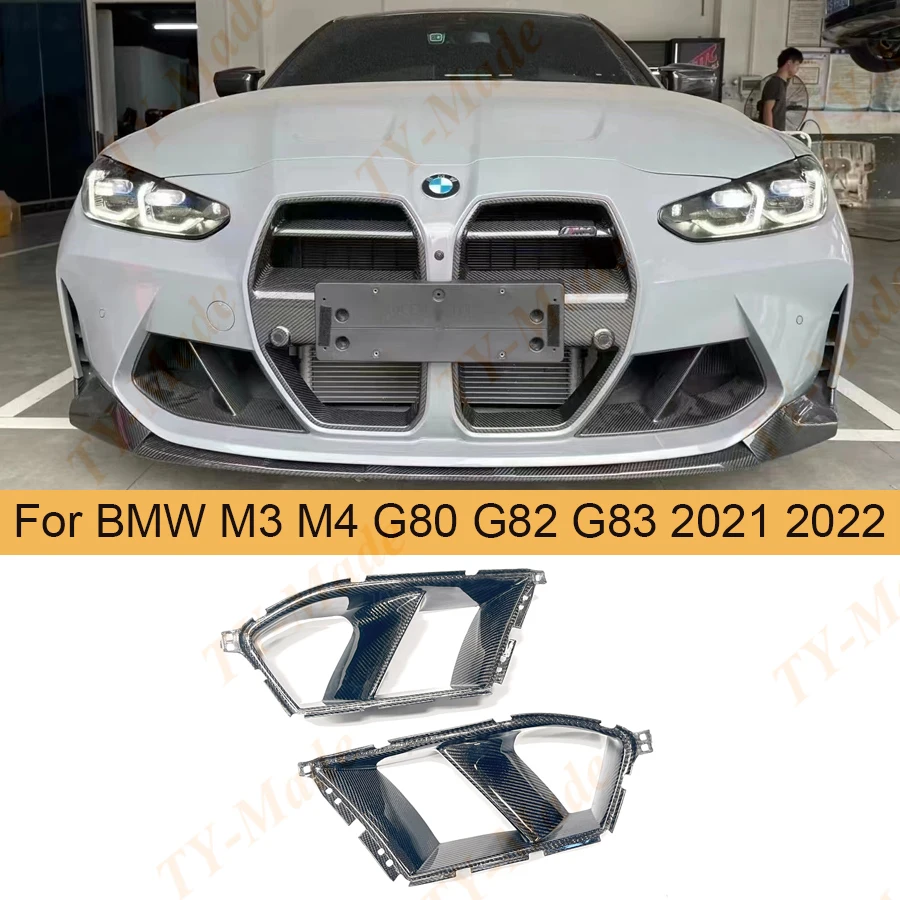 M3 M4 Carbon Car Front Bumper Air Vent Covers Trims For BMW 3 4 Series G80 G82 G83 M3 M4 2021 2022 MP Fog Lamp Grill Cover FRP